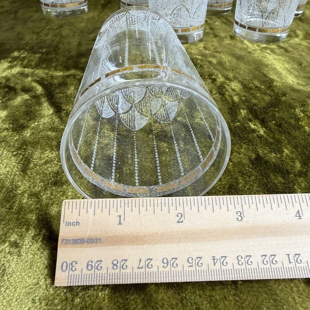 Mid Century Art Deco Clear With Gold Confetti Etching Tumbler Glasses 8 Count - Picture 6 of 8